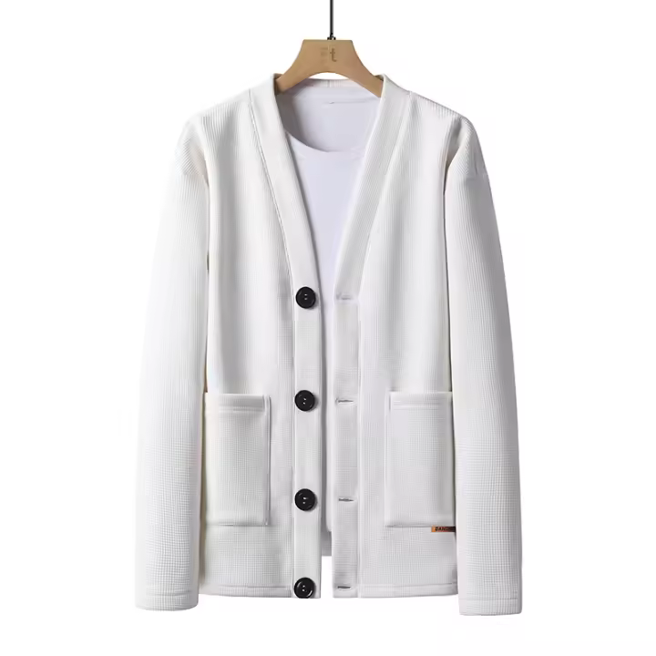 Chaqueta tipo gofre con un solo pecho para hombre, nueva marca de moda - 1