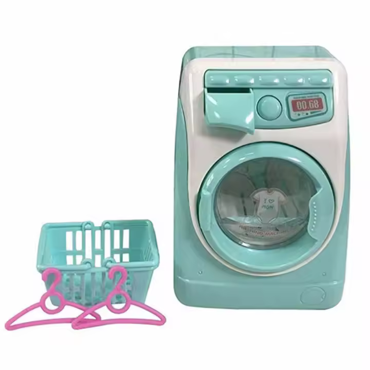 Cepillo limpiador de simulación, cesta de llenado de agua, juguete de simulación, lavadora de juguetes, Mini muebles, lavadora eléctrica - 1