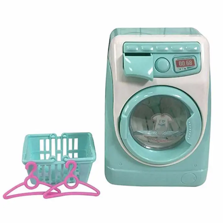 Cepillo limpiador de simulación, cesta de llenado de agua, juguete de simulación, lavadora de juguetes, Mini muebles, lavadora eléctrica - 1