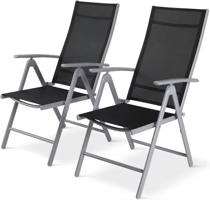 Silla de césped acolchada de aluminio ligero para adultos, Patio plegable ajustable de 2 piezas, respaldo alto para exteriores, soporta 120kg - 1