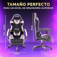 Silla Gaming Profesional con Masajeador - Silla de Oficina Ergonómica con Reposapiés, Altura Regulable y Respaldo Abatible - Silla Gamer para Juegos - details 1