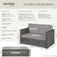 Sofá de Jardín con Taburete Conjunto Resistente a la Intemperie de Acero Muebles Exteriores - details 9
