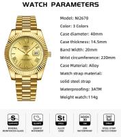Reloj de pulsera NIBOSI clásico de lujo de primera calidad, Reloj de pulsera resistente al agua con fecha y función, Reloj de cuarzo Miyota para Hombre - details 2