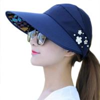 Gorra de Sol de Verano para Mujer Sombrero de Playa con Borla Ancha Gorra de Béisbol con Visera de Flor Protección Solar Casual de Viaje - details 2
