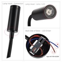 Aplique de pared Lmap, lámpara de dormitorio de 3W, interruptor de encendido/apagado, blanco, plateado, negro, Flexible, cuello de cisne, luces de lectura de cabecera para el hogar - details 7