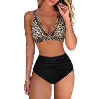 Bikini de Cintura Alta para Mujer 2024 Traje de Baño de Rayas con Cuello en V - details 12