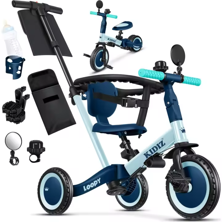 Bicicleta de Equilibrio, Triciclo para niños de 1 año a 5 Años, Capacidad de Carga hasta 25kg, Incl. Manillar/Barra de Seguridad/Cinturón de Seguridad/Timbre/Espejo. - 1