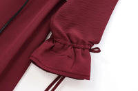 , Nueva serie de vestido de manga larga elegante apilado decorativo hasta la rodilla con cuello en V para mujer con cinturón para temperamento femenino - details 20