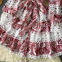 Minivestido ajustado con agujeros y manga acampanada para mujer, minivestido con estampado ral, cuello levantado, con cordones y cintura alta - details 11