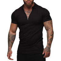 Camiseta deportiva de manga corta para hombre, Polo ajustado de algodón, ropa de compresión para Fitness, nueva moda - details 2