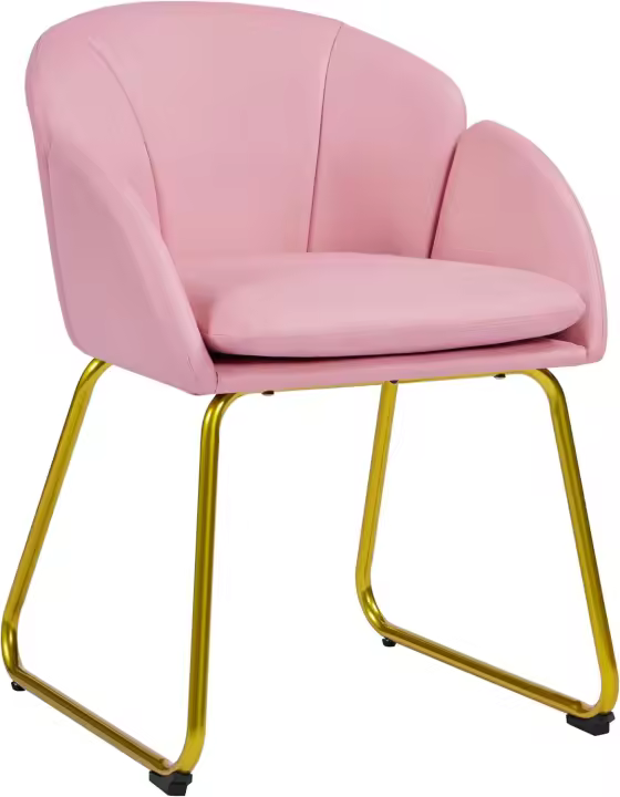 Silla Comedor Silla Tapizada Terciopelo Sillon para Dormitorio Silla para Comedor Cocina Pata Metal Silla Terciopelo Sala de Estar Rosa - 1