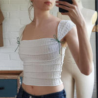 BUNO-Top corto de estética Y2K para mujer, Top elegante Vintage sin mangas, camisetas ajustadas sin mangas, corsé de núcleo de hada dulce de los años 2024, novedad de verano 2025 - details 3