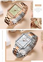 Reloj cuadrado mini de lujo para mujer con esfera de nácar, correa luminosa de acero inoxidable, reloj de moda, regalo para mujer - details 13