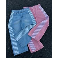 Pantalones Vaqueros de Cintura Alta con Rayas Bordadas Vintage Estilo Hip Hop Callejero para Hombres y Mujeres Pantalones Informales Holgados de Pierna Ancha - details 2
