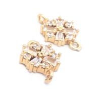 Abalorios de latón y circonita de Color dorado de 18K con 2 agujeros, abalorios de conexión de copos de nieve y flores, accesorios para pendientes para hacer joyas Diy de alta calidad - details 11