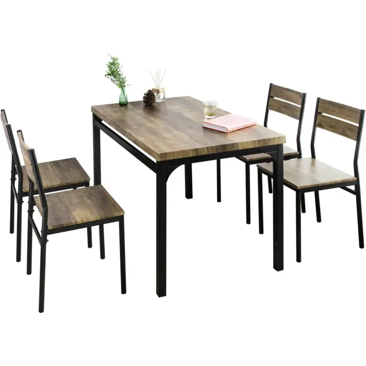 Juego de 4 de 1 Mesa y 4 Sillas de Restaurante Sala Cocina Comedor - 1