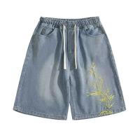 Pantalones Cortos de Bambú Bordados para Hombres en Verano Estilo Chino Ligero con Diseño Fino para Parejas Cinco Cuaros Informales Lavados de Calle de Alta Calidad - details 3