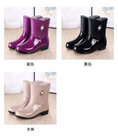 Botas De Lluvia Para Mujer Estilo Nuevo Invierno Media Calf Impermeables Antideslizantes Para Exteriores Y Cocina Zapatos De Goma Para Trabajo - details 2