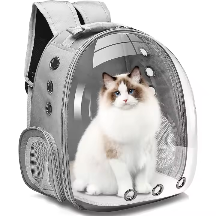 LONENESSL Mochila transportadora para gatos y cachorros pequeños y medianos, cápsula espacial para viajes, senderismo y uso al aire libre (gris) - 1