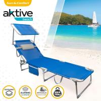Plegable con Parasol Gris, Antivuelco, Reclinable 3 Posiciones, Material: Acero y textileno, Medidas: 193x53x30cm, Peso máx. soportado 110Kg, Tumbonas Plegables (62288) - details 31