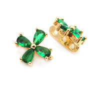 10 Uds. De latón y circonita de Color dorado de 18K, 3 agujeros, pulseras con conexión de flores, collares, cuentas espaciadoras, fabricación de joyas Diy de alta calidad - details 12