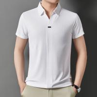 Novedad de verano, polo con cuello de tijera para hombre, camiseta informal transpirable de seda helada de alta gama, tendencia de manga corta - details 4