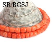 8-10mm fabricación de joyas forma de columna naranja DIY Real genuino Natural mar bambú Coral cuentas hebra 15" - details 1