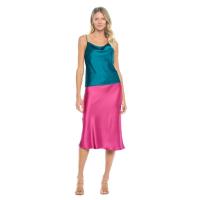Falda larga de cintura alta de seda satinada para mujer, elegante, oficina, primavera, - details 6