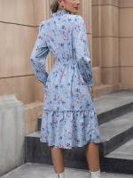 Vestidos de manga larga para mujer, vestido de cintura femenina, flor floral, una pieza, Haruku - details 9