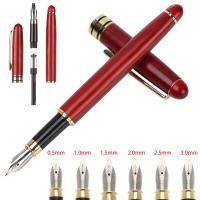 Pluma estilográfica de bambú, pluma de Metal con Clip, recargas de tinta, caligrafía, caoba, regalo - details 2