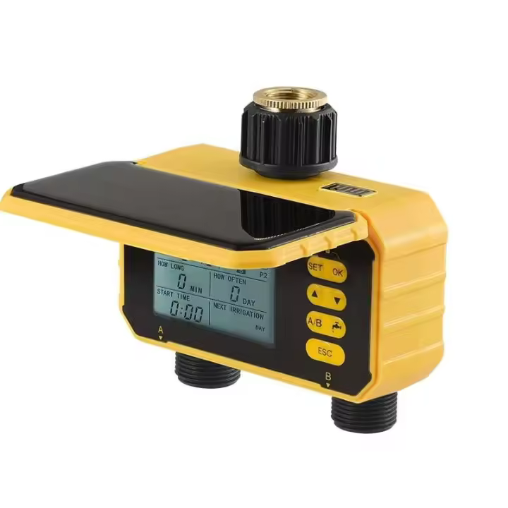 Regleta Solar Automática para el Hogar Duradera con 2 Salidas, Pantalla LCD, Sensor de Lluvia, Riego de Jardín Balcón - 1