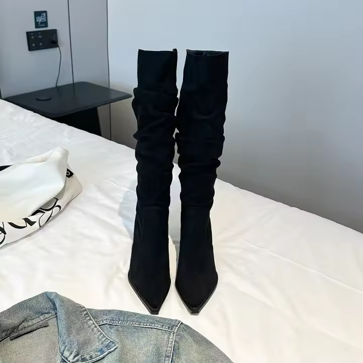 Nuevas botas de tacón de aguja de gamuza botas de mujer - 1