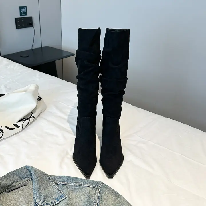 Nuevas botas de tacón de aguja de gamuza botas de mujer - 1
