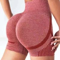 Levantamiento de cadera de entrenamiento de cintura alta de yoga sin costuras para mujer, pantalones cortos para correr, ropa de gimnasio elástica - details 2