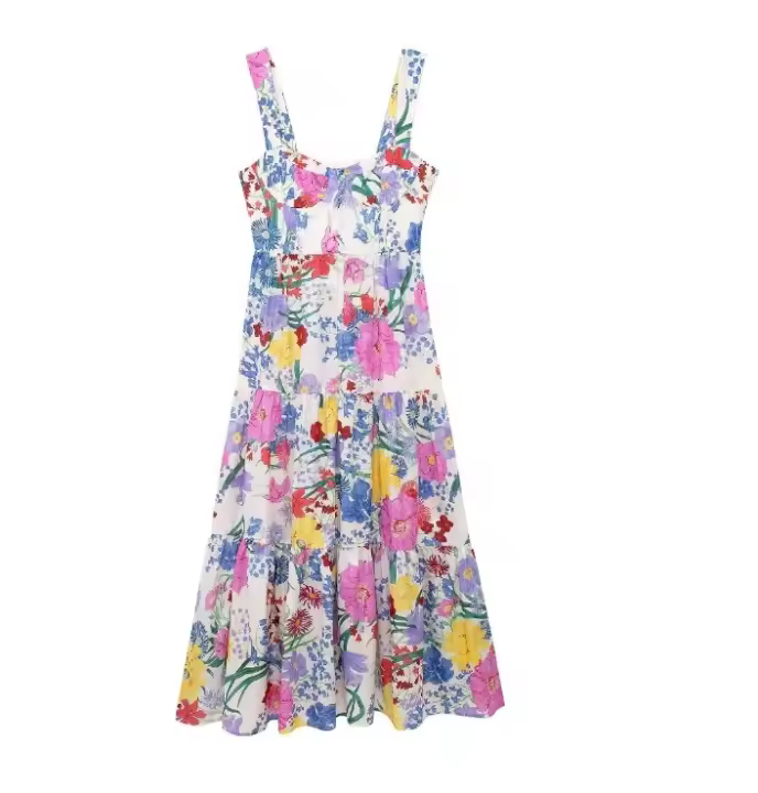 Vestido de tirantes floral pequeño de moda para mujeres europeas y americanas - 1