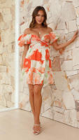 Vestido de manga corta con cuello en V, estampado, estilo veraniego para mujer - details 9