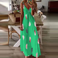 Vestido Maxi de Plumas Elegante Cómodo con Cuello en V Cuidado Fácil Moda para Mujeres - details 7