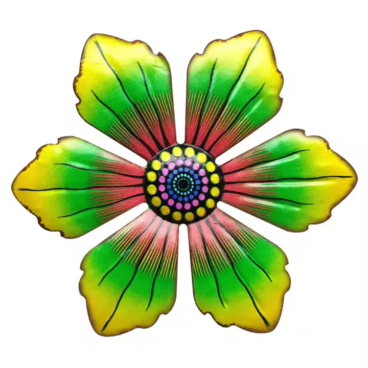 Escultura de decoración del hogar para interiores y exteriores, arte de hierro, colgante de pared, adorno de flores de Metal, artesanía de jardín - 1