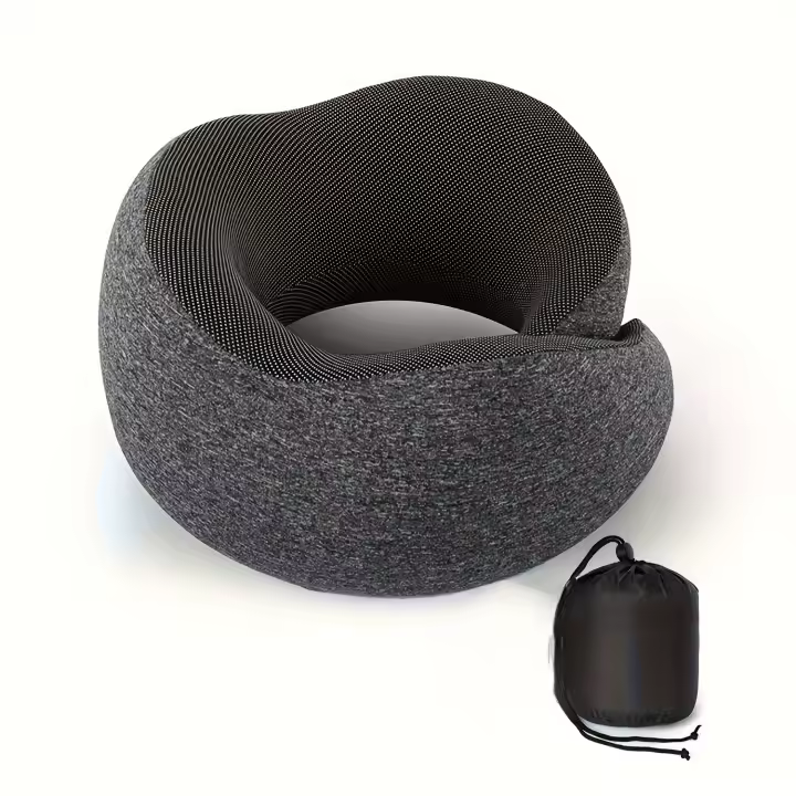 Almohada De Viaje De Espuma Viscoelástica Pura, Suave Y Transpirable, Funda Lavable A Máquina, Kit De Viaje En Avión, Almohada - 1
