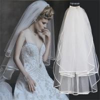 Velo de novia corto y sencillo de tul de dos capas con peine, velo de novia blanco marfil para novia, accesorios de boda - details 3