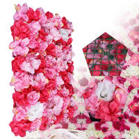 Flores artificiales de seda para pared, paneles de rosa oscuro y rosa claro, decoración romántica para habitación de niñas, alfombrilla Floral, 12 piezas - details 0