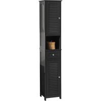 Armario para baño Alto Mueble Columna de Baño Estanterías de Baño con 2 Puertas y 1 Cajón Blanco FRG236-W ES - details 9