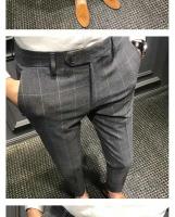 Pantalones Casuales a Cuadros de Primavera Ajuste Delgado Estilo Coreano - details 1