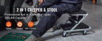 SucceBuy Z - Asiento Creeper, 2 en 1, taburete plegable para automóvil, capacidad de 300 libras, mecánico, perfil bajo con 6 ruedas para garaje, tienda, reparación de automóviles, acostado o sentado, negro - details 0
