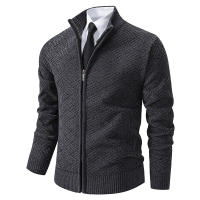 Tops informales con cuello levantado para hombre, abrigo grueso de lana para mantener el calor, suéter con cuello levantado, liso y versátil, para otoño e invierno - details 1