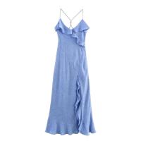 Vestido largo de verano 2025 para mujer, con capas decorativas, diseño sin espalda, estilo simple y exclusivo, ideal para vacaciones. - details 1
