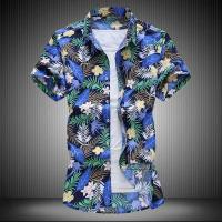 Camisa azul negra púrpura con solapa de un solo pecho de manga corta estampada blanca de verano para hombre, talla asiática M-5XL 6XL 7XL - details 17