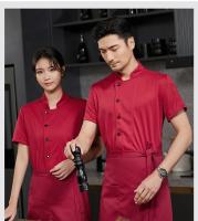 360 °   Traje de restaurante transpirable, camisa de trabajo de cocina, chaqueta de chef de manga corta para hombres y mujeres, uniforme de cocina para servicio de comida - details 12