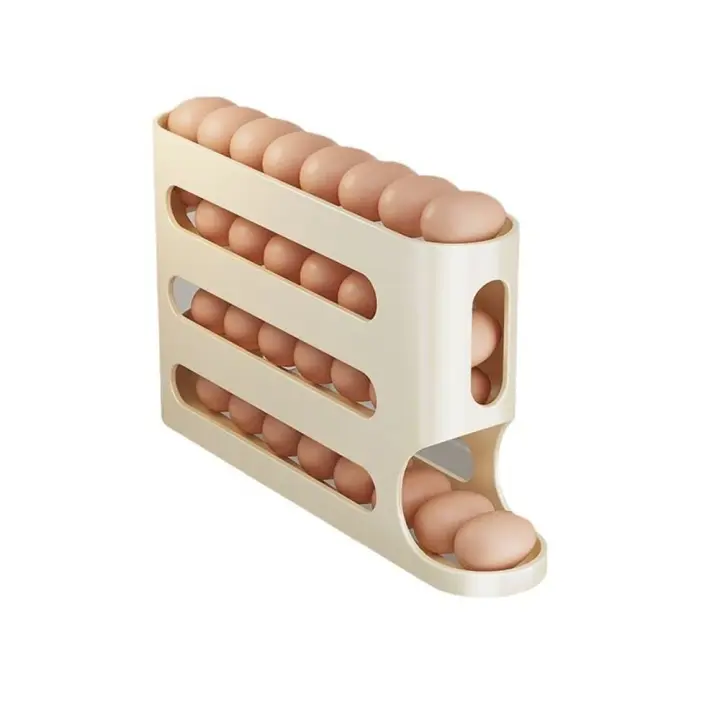 Soporte para estante de huevos de desplazamiento automático de 4 capas, organizador de refrigerador doméstico de gran capacidad, desplazamiento automático - 1