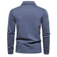 Tops casuales de color sólido con cuello de manga larga para hombre, solapa de moda, ropa versátil, primavera y otoño, nuevo - details 2